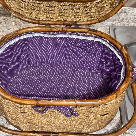 Woven Basket with Purple Lining & accent - Picture 9 of 16